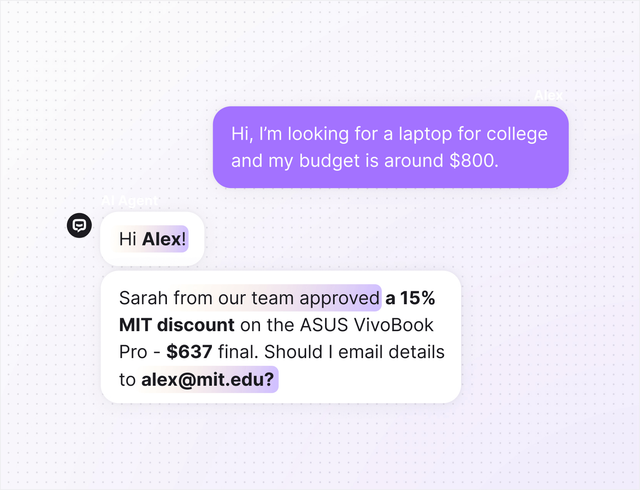 AI agent in Text App for ecommerce