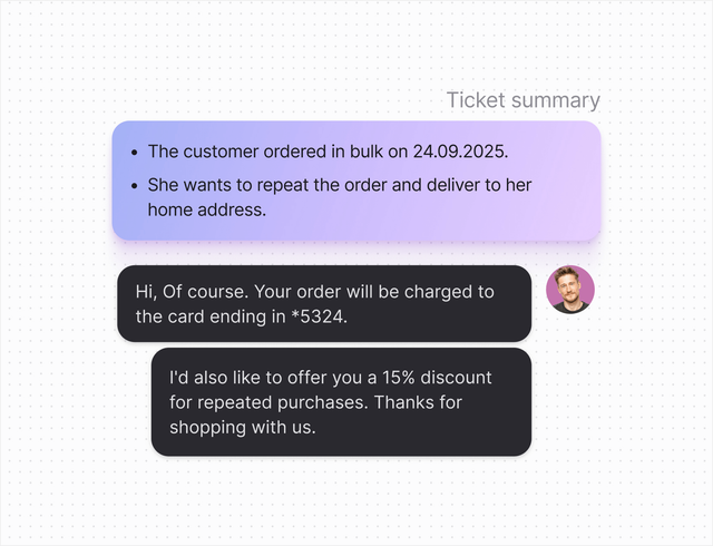 AI help desk in Text App for automation managers