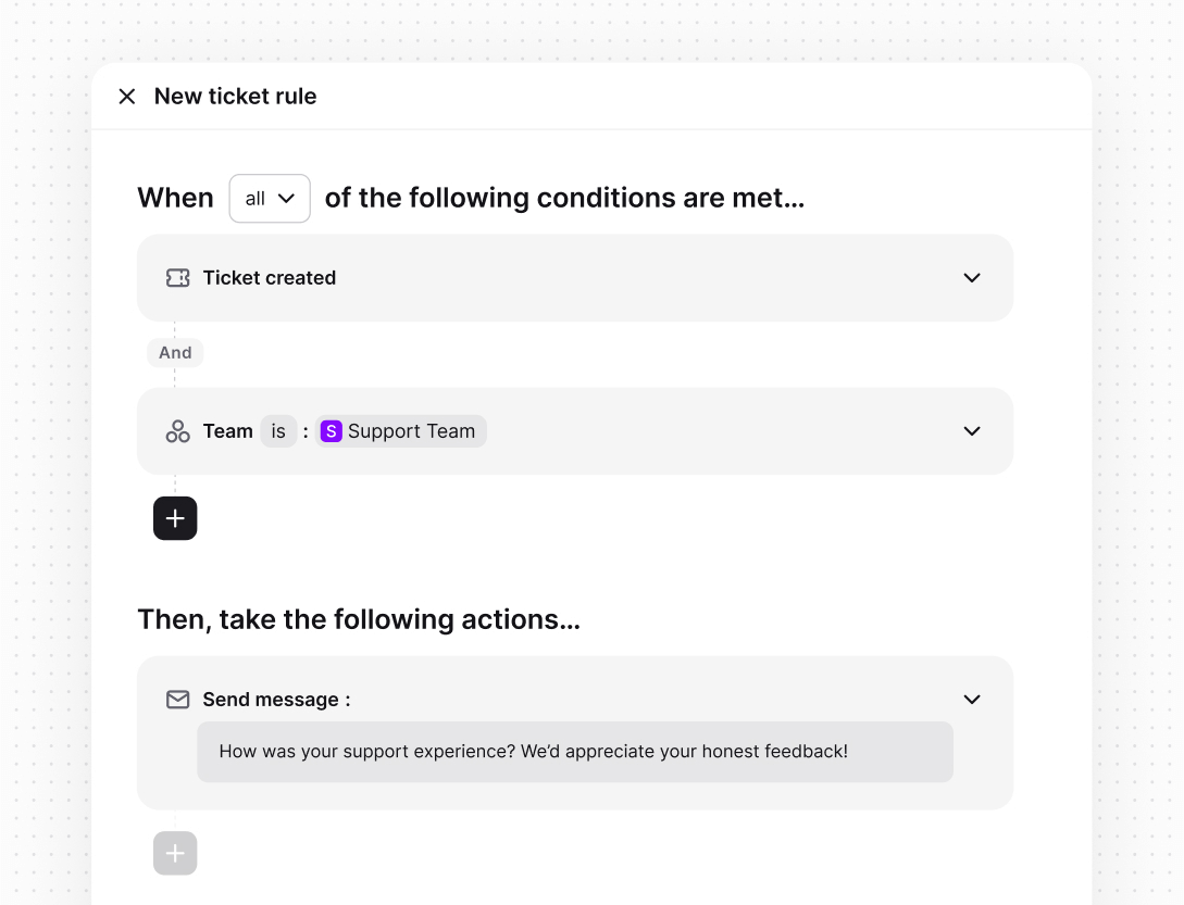 Automations in Text App for support agents