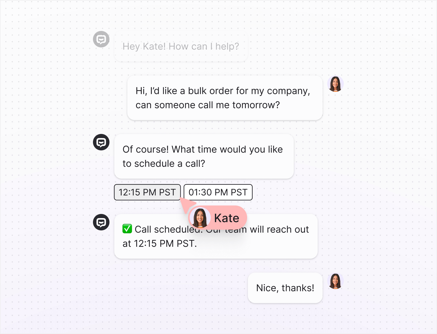 AI agent in Text App for hr